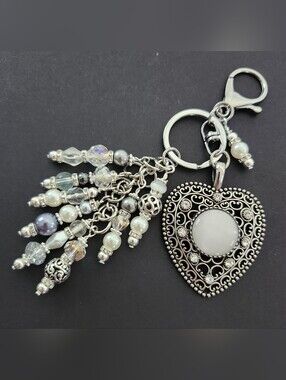 Filigree Heart Purse Charm or Keychain Handcrafted